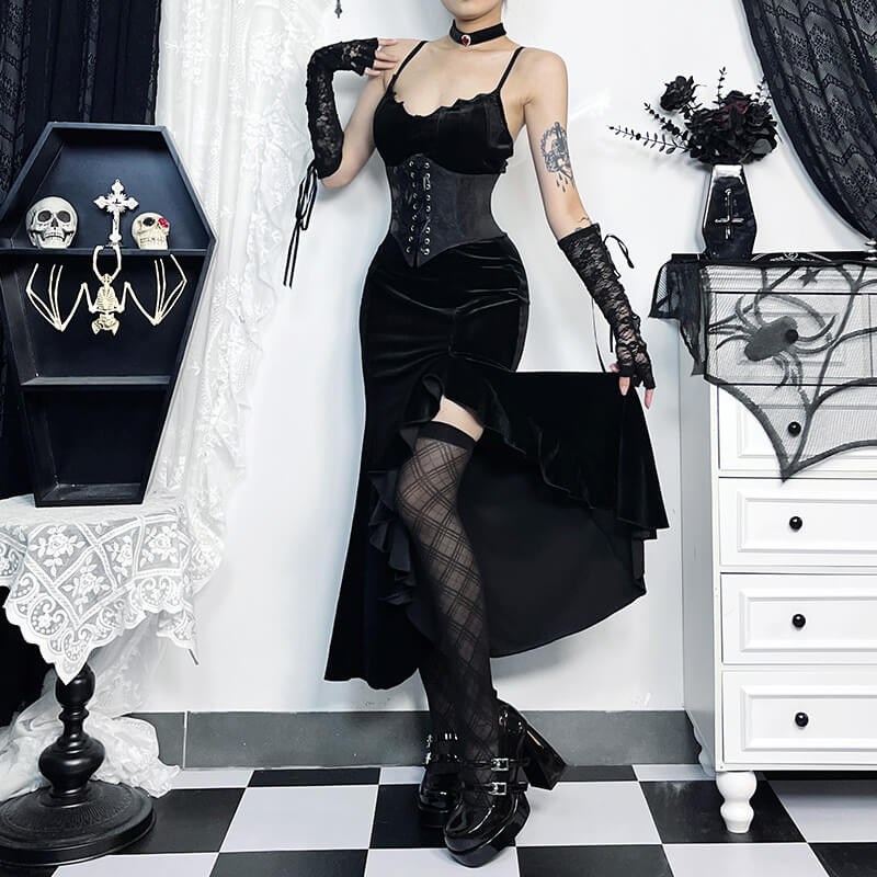 cutiekill-gothic-ruffle-slit-dress-ah0544