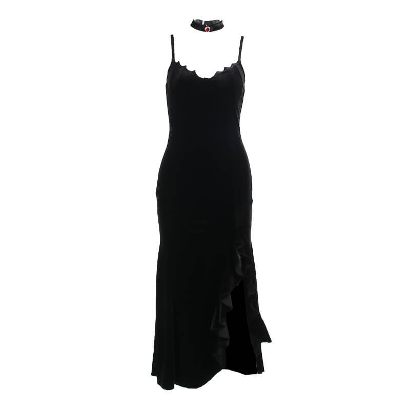 cutiekill-gothic-ruffle-slit-dress-ah0544