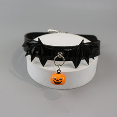 Halloween pumpkin bell evil choker