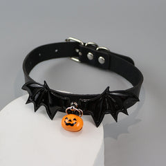 Halloween pumpkin bell evil choker