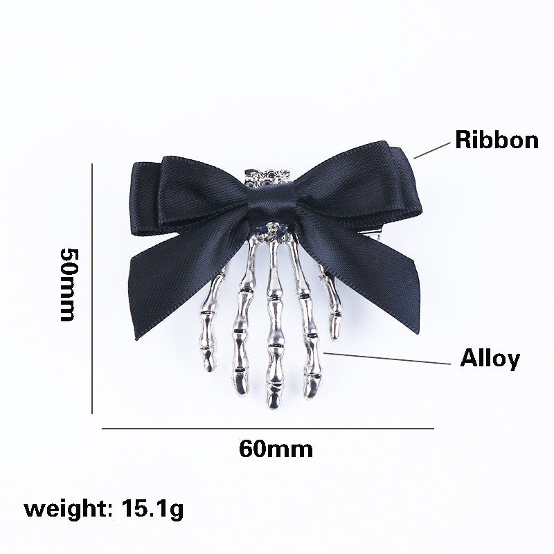 cutiekill-halloween-skull-black-bow-hair-pin-ah0046