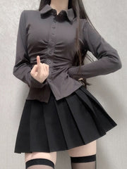 cutiekill-jk-ruched-slim-fit-blouse-shirt-jk0081