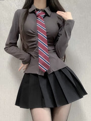 cutiekill-jk-ruched-slim-fit-blouse-shirt-jk0081