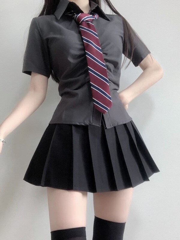 cutiekill-jk-ruched-slim-fit-blouse-shirt-jk0081