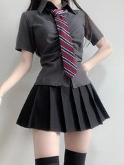 cutiekill-jk-ruched-slim-fit-blouse-shirt-jk0081