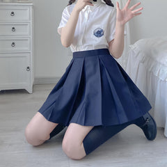 JK school uniform wide pleated skirt