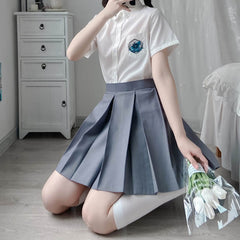 JK school uniform wide pleated skirt