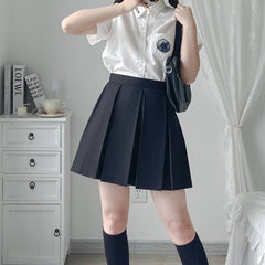 JK school uniform wide pleated skirt