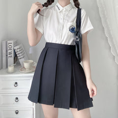 JK school uniform wide pleated skirt