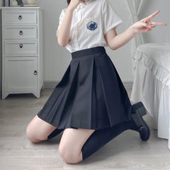 JK school uniform wide pleated skirt