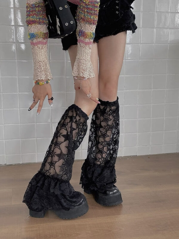 cutiekill-layered-star-lace-leg-warmers-c0330