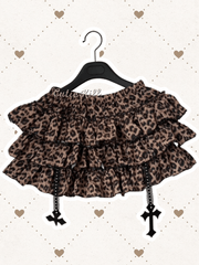 Leopard y2k cross layered bloomer skirt