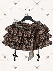 Leopard y2k cross layered bloomer skirt