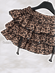 Leopard y2k cross layered bloomer skirt