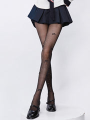 Lolita bow rhinestone shimmer tights