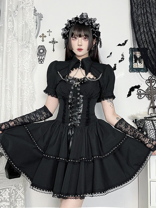 cutiekill-lolita-goth-lace-up-dress-chain-bolero-ah0840