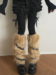 cutiekill-maillard-gothic-brown-furry-pu-leg-warmers-c0506