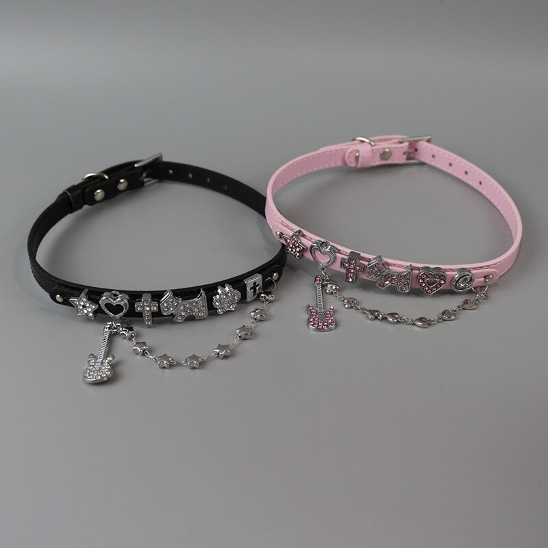 cutiekill-nana-y2k-rhinestone-guitar-choker-acc006