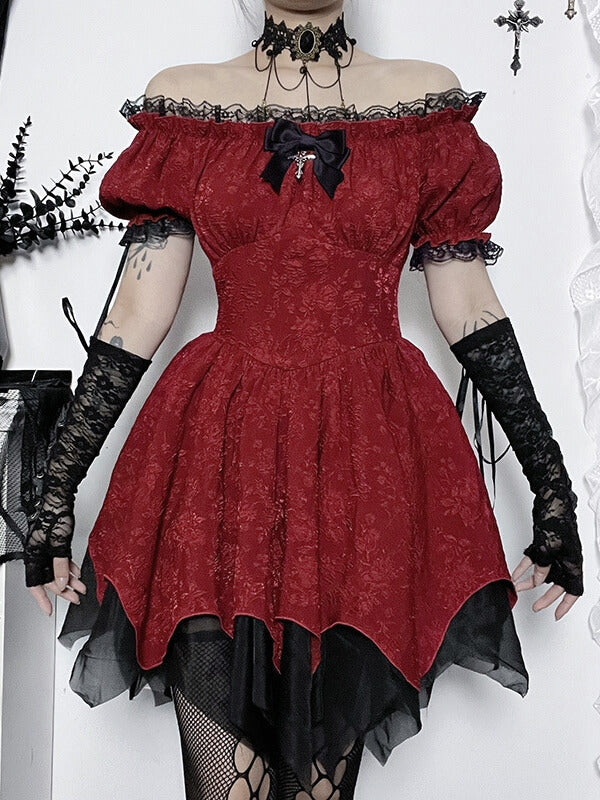 cutiekill-off-shoulder-puff-red-dress-ah0533
