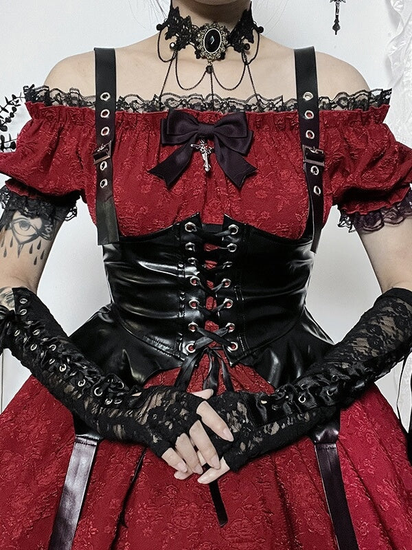 cutiekill-off-shoulder-puff-red-dress-ah0533