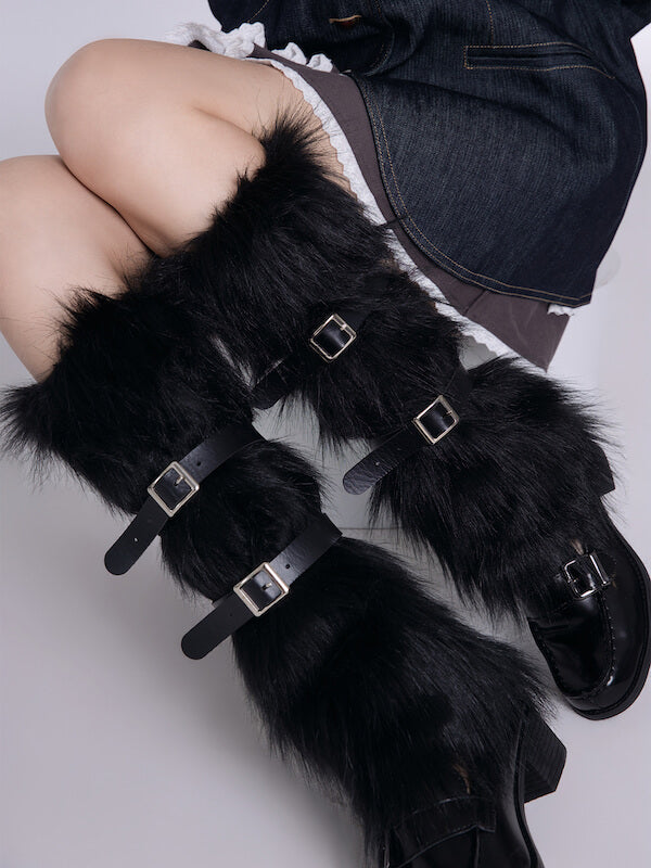 cutiekill-artificial-fur-y2k-garters-leg-warmers-c0201