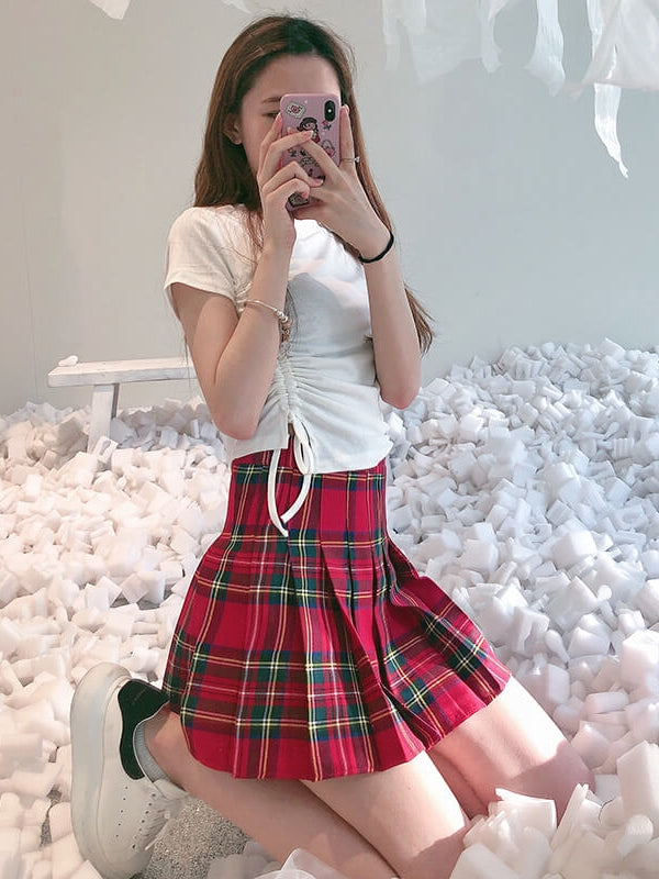 cutiekill-plus-size-classic-christmas-red-plaid-a-line-skirt-c00348