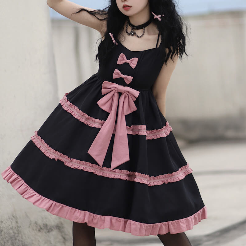 cutiekill-princess-berry-black-pink-bow-dress-jk0060