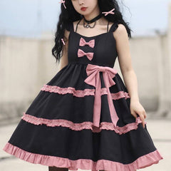 cutiekill-princess-berry-black-pink-bow-dress-jk0060