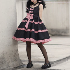 cutiekill-princess-berry-black-pink-bow-dress-jk0060