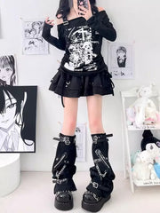 Punk buckle zipper leg warmers