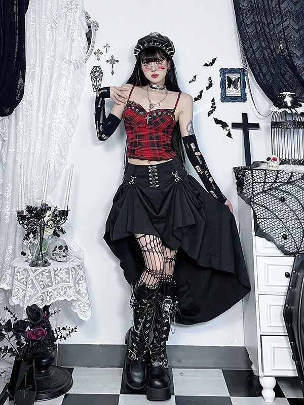 cutiekill-punk-cross-red-plaid-camisole-ah0814