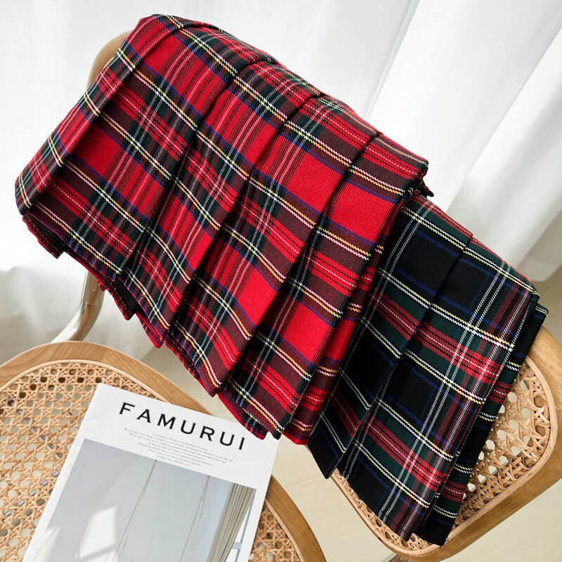 cutiekill-red-plaid-pleated-skirt-m0078