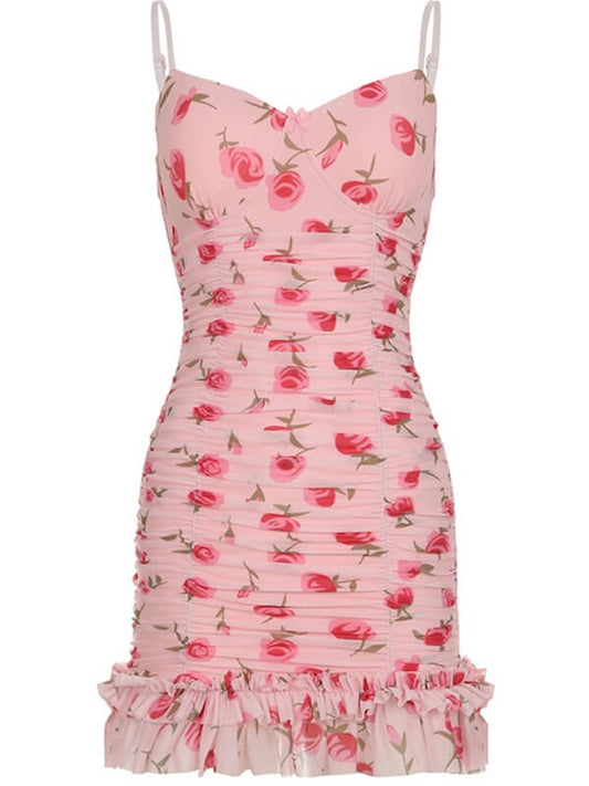 Romantic rosa ruffled dress