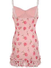 Romantic rosa ruffled dress