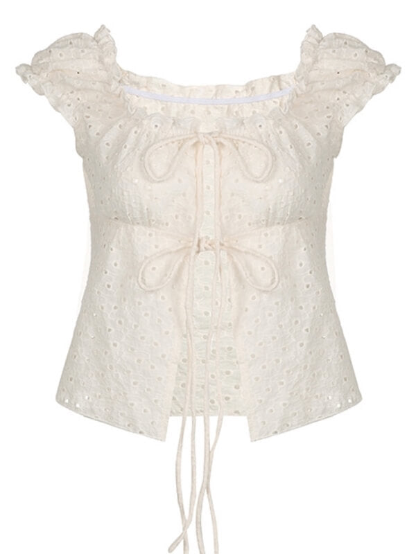 cutiekill-savannah-pointelle-lace-up-ruffled-puff-top-om0226