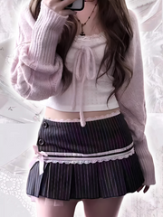 cutiekill-seraphina-pink-bow-stripe-mini-skirt-om0264
