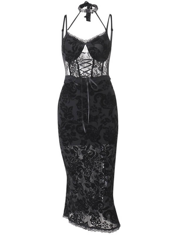 cutiekill-sexy-goth-jacquard-halter-dress-ah0331