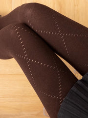 Soft girl hollow diamond-patterned tights