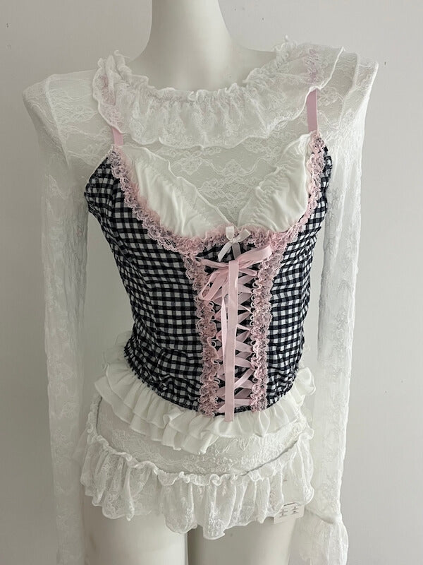 cutiekill-soft-plaid-lace-up-camisole-ah0896