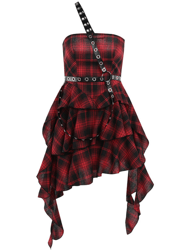 cutiekill-spicy-goth-red-plaid-dress-ah0081