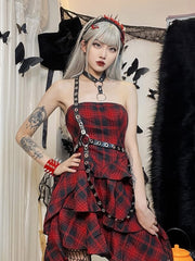 cutiekill-spicy-goth-red-plaid-dress-ah0081