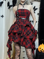 cutiekill-spicy-goth-red-plaid-dress-ah0081