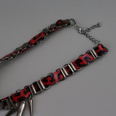 Sweet red leopard cross pendant choker