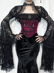 Vintage goth lace up gem corset