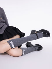 Winter woolen knot bow stockings