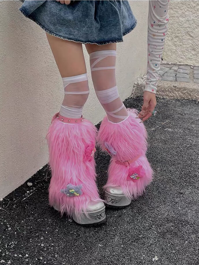 cutiekill-y2k-angel-furry-leg-warmers-c0356