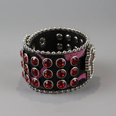 cutiekill-y2k-burgundy-rhinestone-punk-skull-cross-bracelet-acc007