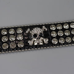 cutiekill-y2k-burgundy-rhinestone-punk-skull-cross-bracelet-acc007