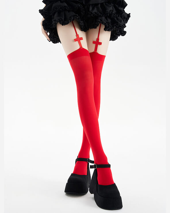 cutiekill-y2k-cross-garter-tights-c0493