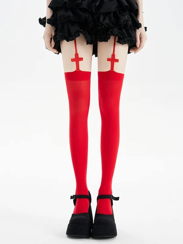 cutiekill-y2k-cross-garter-tights-c0493
